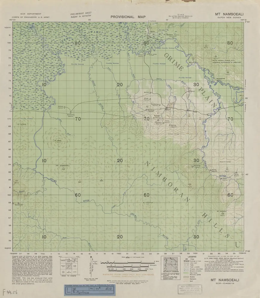 M[oun]t Namsoeali / prepared under the direction of the Chief Engineer by Base Map Plant U.S. Army, May 1944