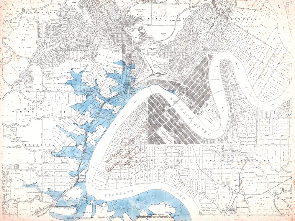 Flood map Suburbs of Brisbane sheets 1 and 1W left bank