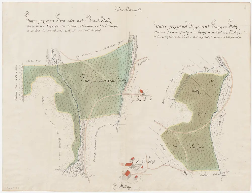 Weinfelden TG: Der Herrschaft Weinfelden gehörende Waldungen, Hölzer und Holzböden; Grundrisse: Buchholz und langes Holz; Grundrisse