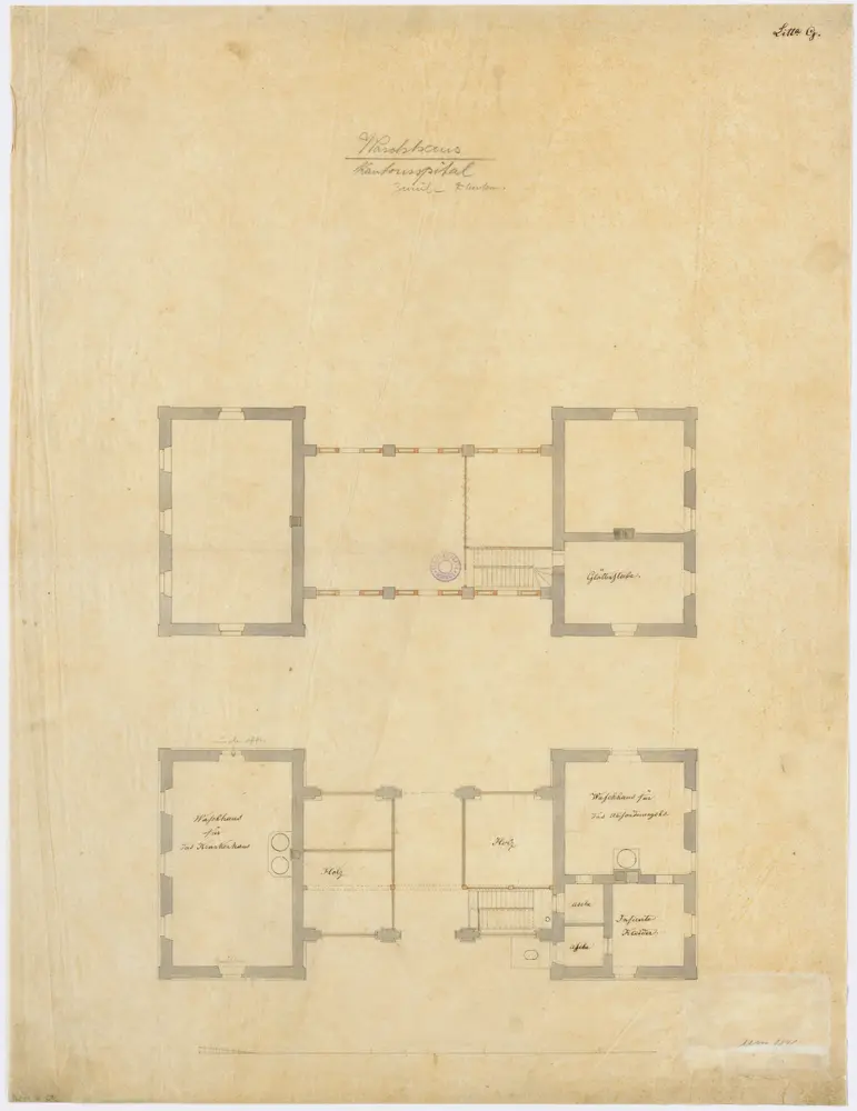 Fluntern: Projektiertes Kantonsspital, Waschhaus; Grundrisse