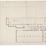 Staatsarchiv des Kantons Zürich, projektierter Neubau zwischen Zeltweg, Wettingerwies und Promenadengasse: Risse, Grundrisse, Fassaden: 1. Obergeschoss; Grundriss