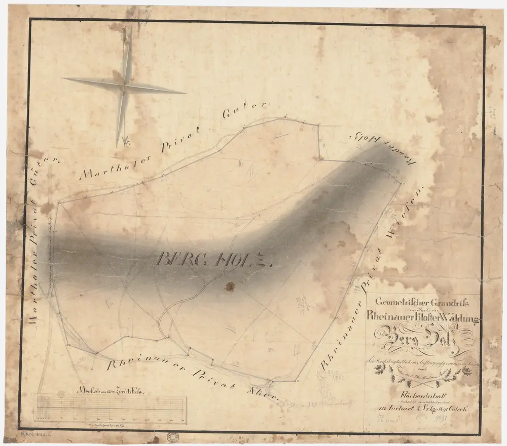 Rheinau: Gemeinde-, Kloster-, Genossenschafts- und Staatswaldungen: Klosterwaldung Bergholz; Grundriss