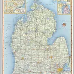 Shell Highway Map of Michigan (southern portion).