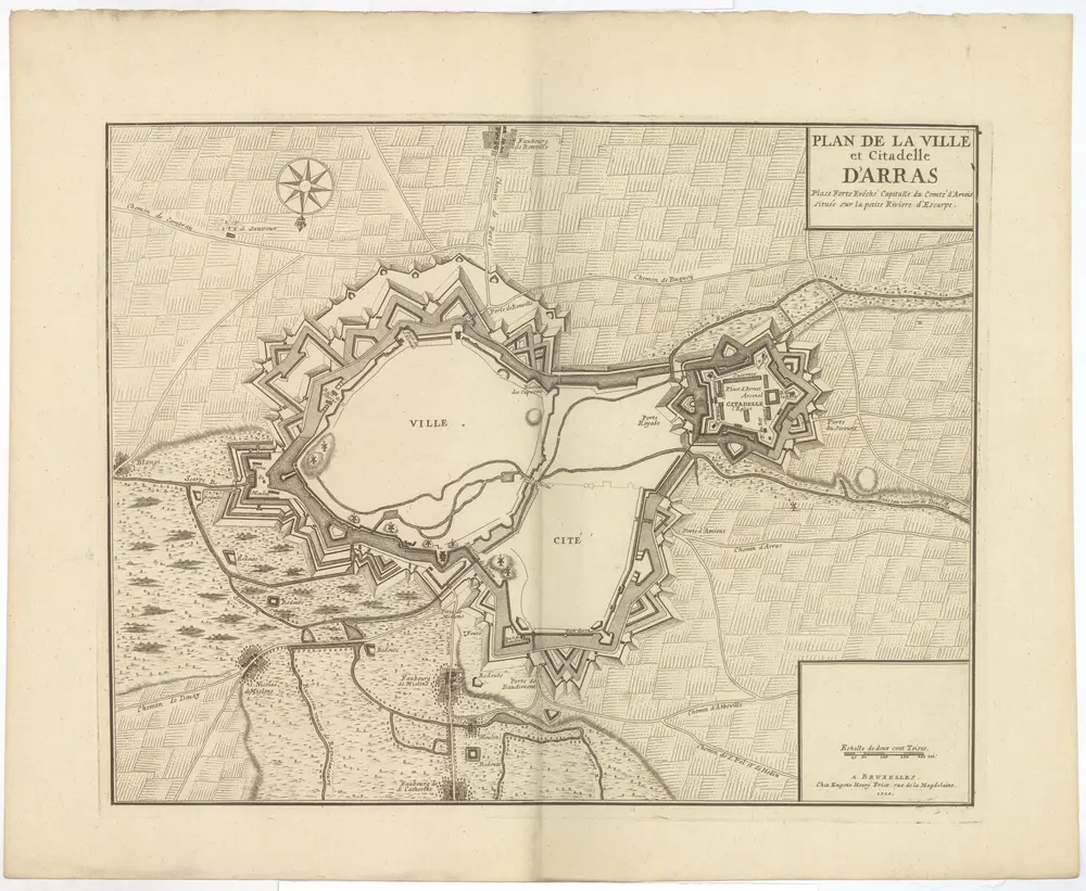 PLAN DE LA VILLE et Citadelle D'ARRAS