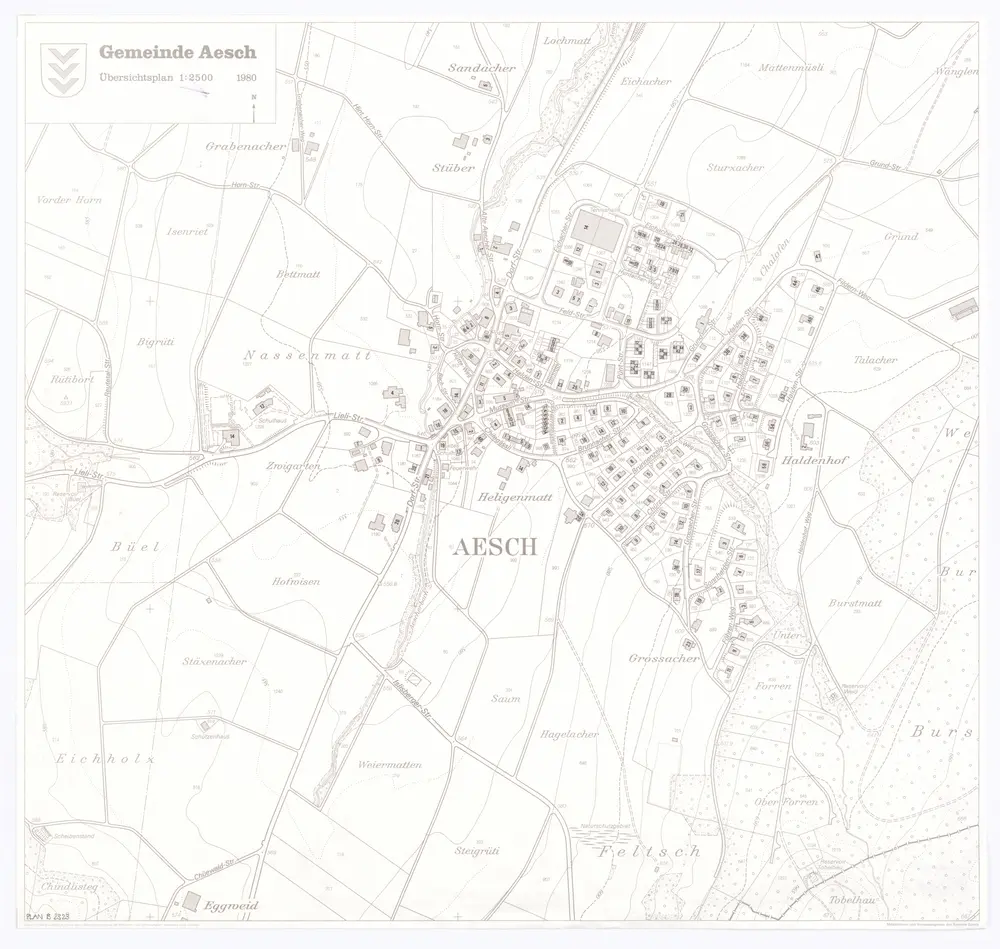 Maur: Aesch; Übersichtsplan (Schweizerische Grundbuchvermessung)