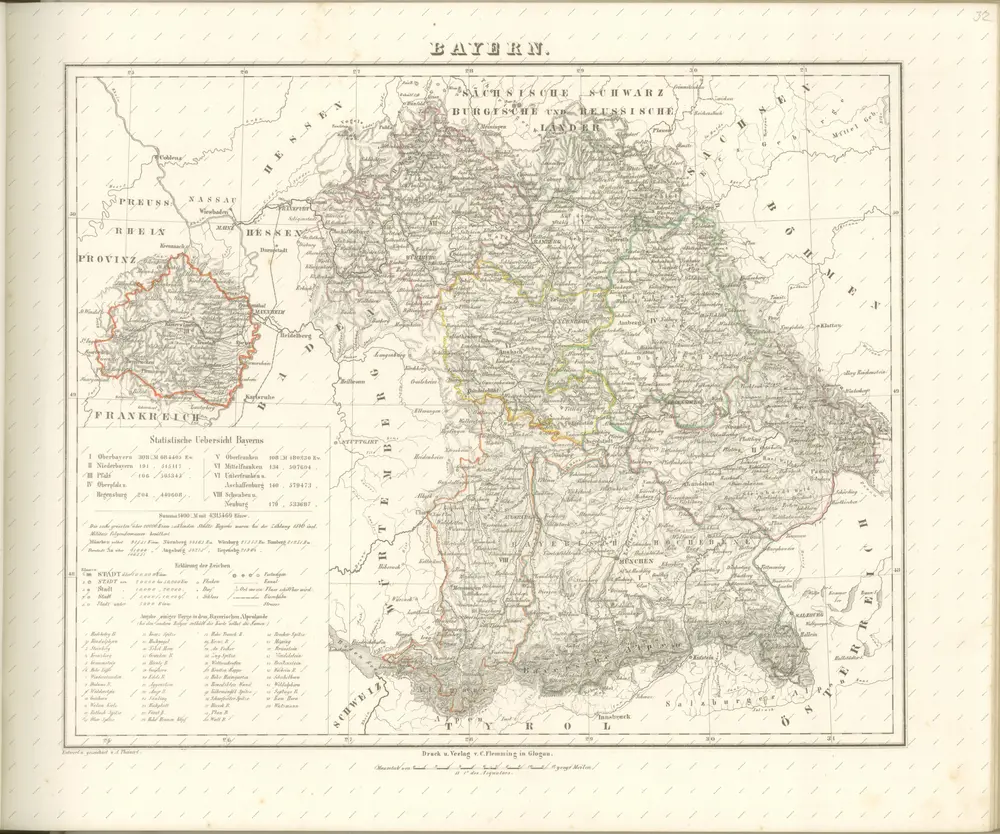 mapa z atlasu "Vollständiger Hand-Atlas der neueren Erdbeschreibung über alle Theile der Erde in 82 Blättern"