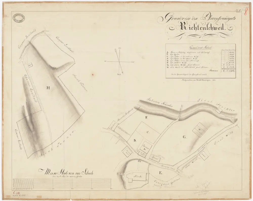 Richterswil: Pfrundgüter mit Kirche, Pfarrhaus und Umgebung; Grundrisse (Nr. 1)