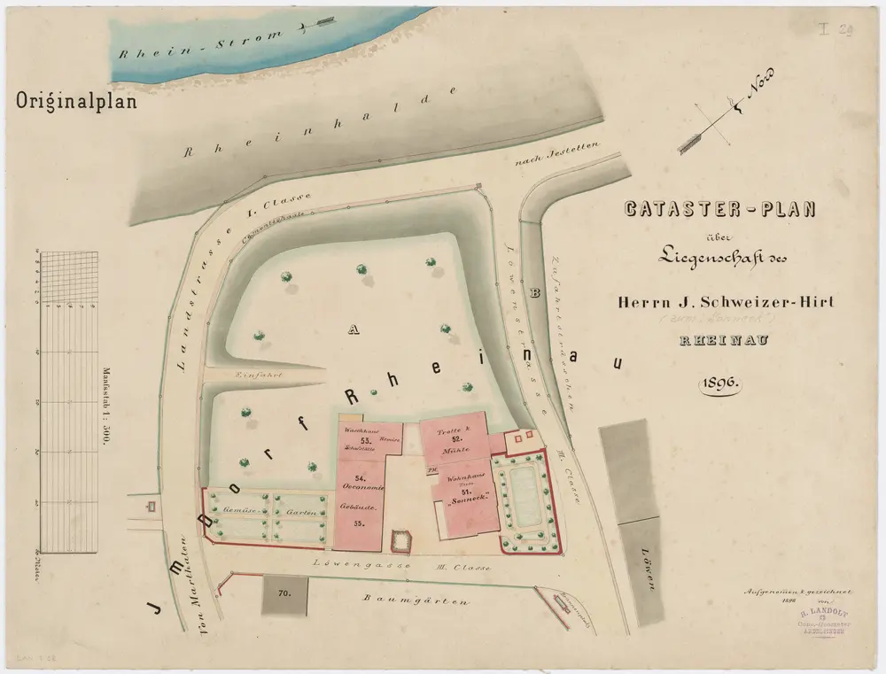 Gemeinde Rheinau: Sonneck gegannte Liegenschaft von J. Schweizer-Hirt; Grundriss