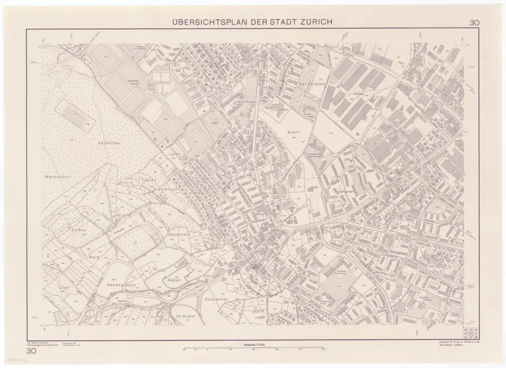 Übersichtsplan der Stadt Zürich in 57 Blättern, Blatt 30: Teile von Altstetten und Albisrieden