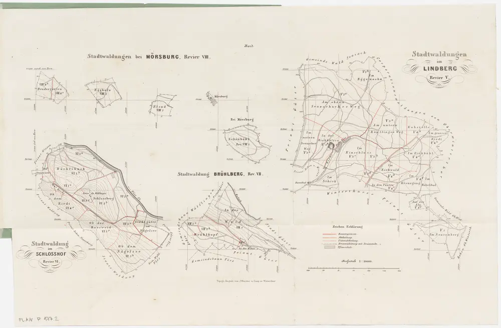 Winterthur: Stadtwaldungen; Beschreibung und Wirtschaftsplan sowie Grundrisse: Winterthur: Stadtwaldungen Mörsburg, Lindberg, Schlosshof und Brüelberg; Grundrisse