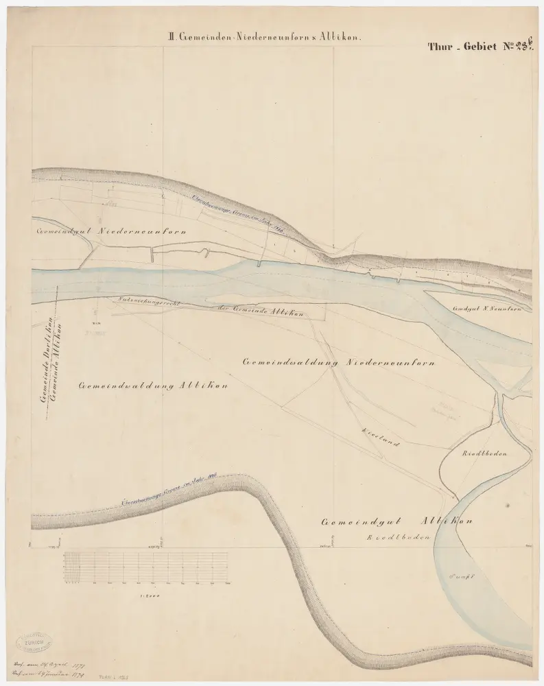 Blatt II: Niederneunforn TG, Altikon: Thur; Situationsplan (Thur-Gebiet Nr. 23 b)