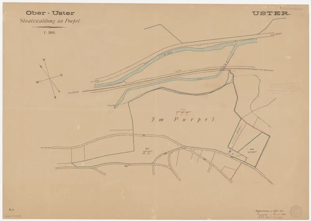 Uster, Seegräben: Staatswaldungen: Uster: Purpel; Grundriss