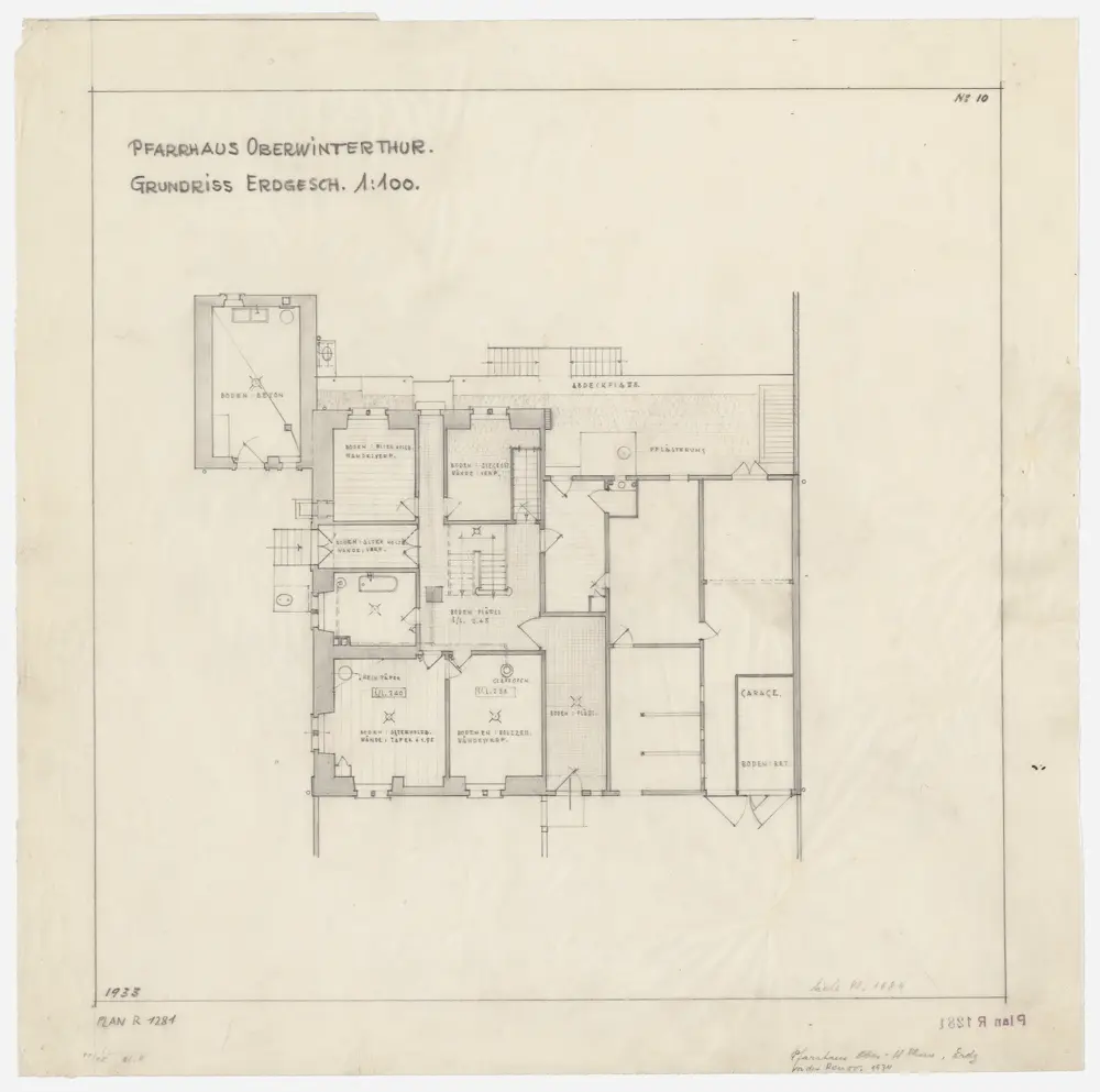 Oberwinterthur: Pfarrhaus, vor der Renovation, Erdgeschoss; Grundriss (Nr. 10)