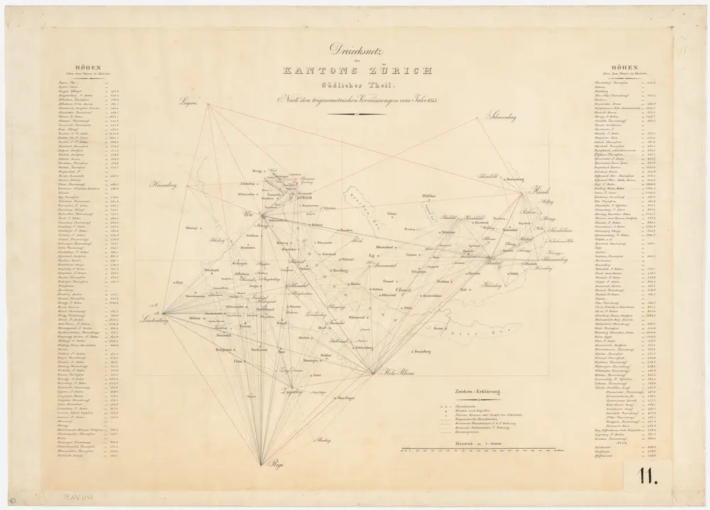 Kanton Zürich: Südlicher Teil; trigonometrisches Netz