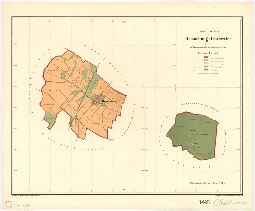 Orschweier, Stadt Mahlberg, OG. GLAK H-1 Gemarkungspläne