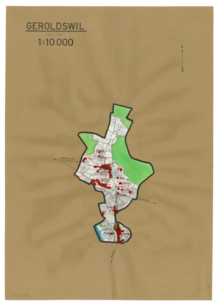 Geroldswil: Definition der Siedlungen für die eidgenössische Volkszählung am 01.12.1950; Siedlungskarte