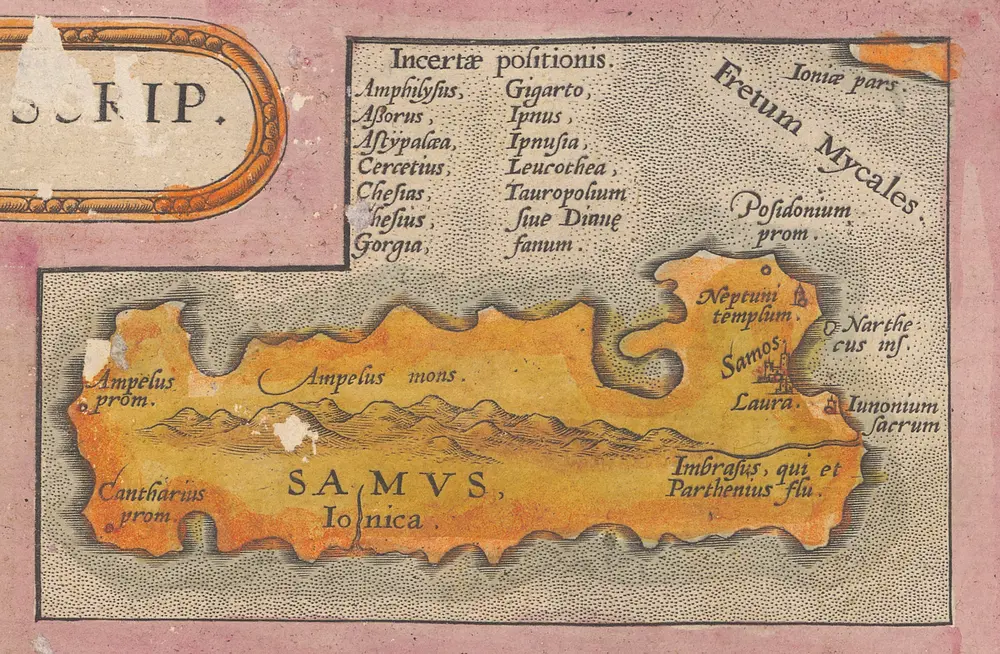 Insular. Aliquot Aegaei Maris Antiqua Descrip.[:] [Samus., Ionica.] [Karte], in: Theatrum orbis terrarum, S. 419.