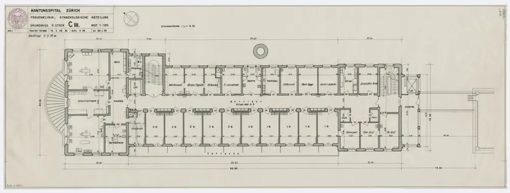 Zürich: Kantonsspital, Frauenklinik, Gynäkologische Abteilung; Grundrisse: 2. Stock