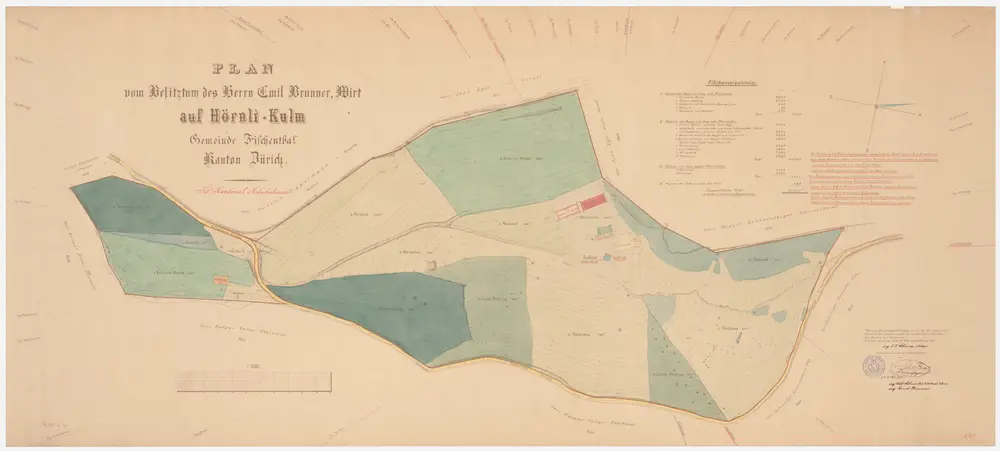 Fischenthal: Hörnli Kulm, Besitztum von Emil Brunner, Wirt; Situationsplan