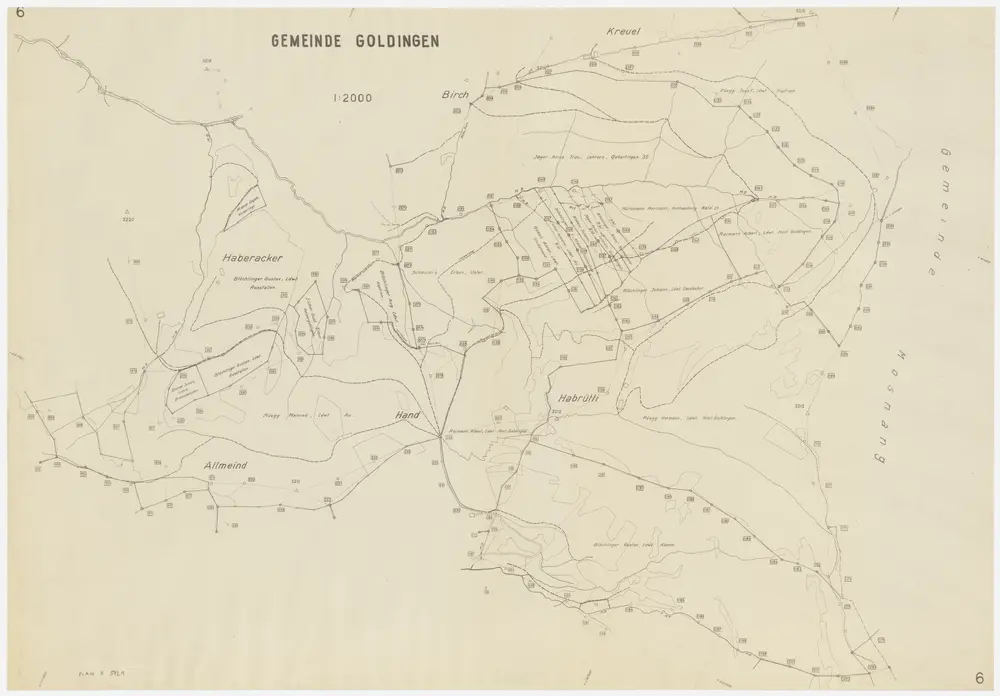 Fischenthal, Goldingen SG: Waldungen: Goldingen SG: Habrütiwald, Haberacher, Hand, Allmeind, Chreuel, Birch; Grundriss (Blatt 6)