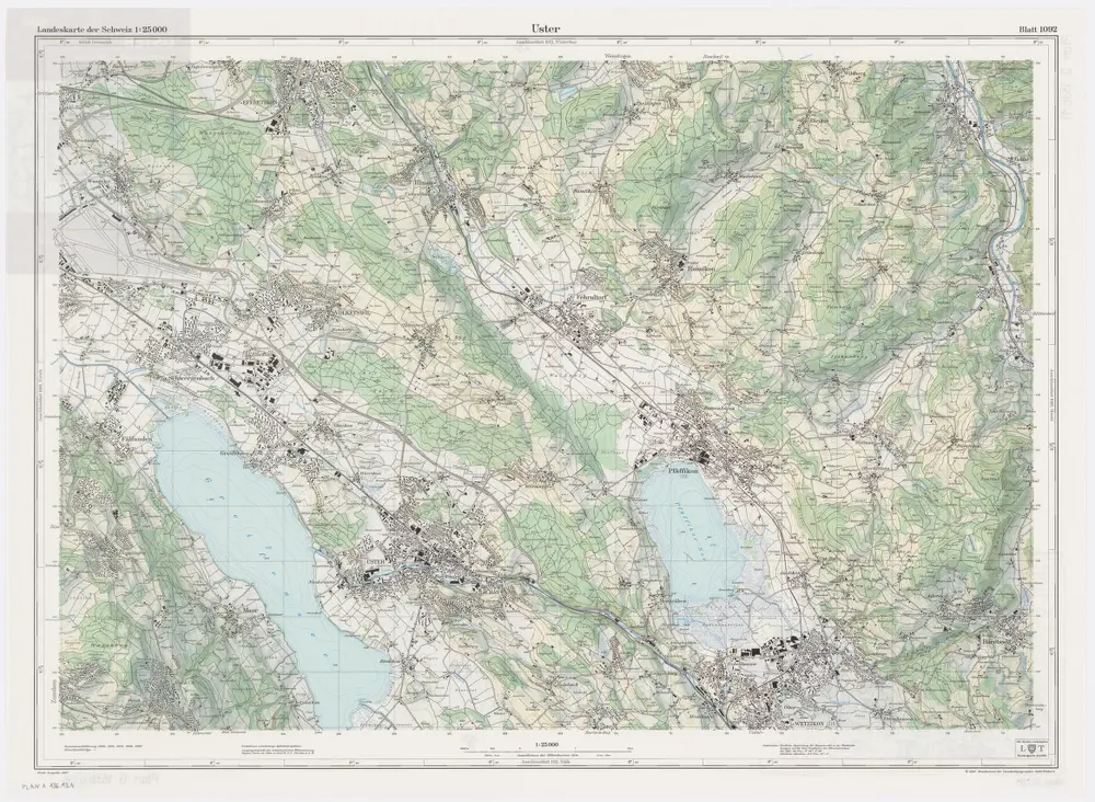 Landeskarte der Schweiz 1 : 25000: Den Kanton Zürich betreffende Blätter: Blatt 1092: Uster