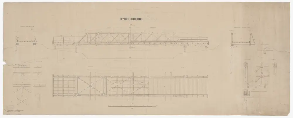 Zell: Brücke über die Töss in Kollbrunn; Seitenansicht, Grundriss und Schnitte