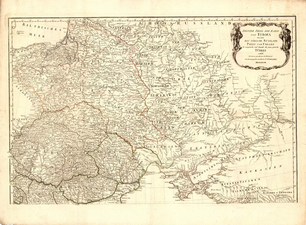 Dritter Theil der Karte von Europa welcher das südliche Russland, Polen und Ungarn, die europoeische und beinahe die ganze asiatische Türkei enthaelt
