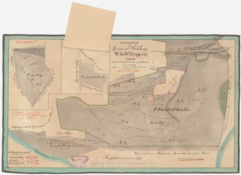 Wülflingen: Gemeinde- und Kirchgemeindewaldungen: Gemeindewaldungen Lantig, Gemeindföhrli, Hardholz (Haardholz); Grundrisse (Tab. II)