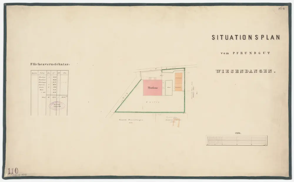 Wiesendangen: Pfrundgut mit Pfarrhaus und Umgebung; Grundriss (Nr. 4)