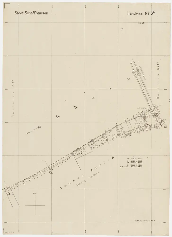 Grenze zwischen den Kantonen Zürich und Schaffhausen beim Rhein von Neuhausen SH bis Büsingen (Deutschland): Grundriss (Nr. 3 b, Punkte 11-15)