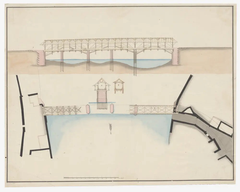 Eglisau: Projektierte Rheinbrücke; Grundriss, Längs- und Querschnitte