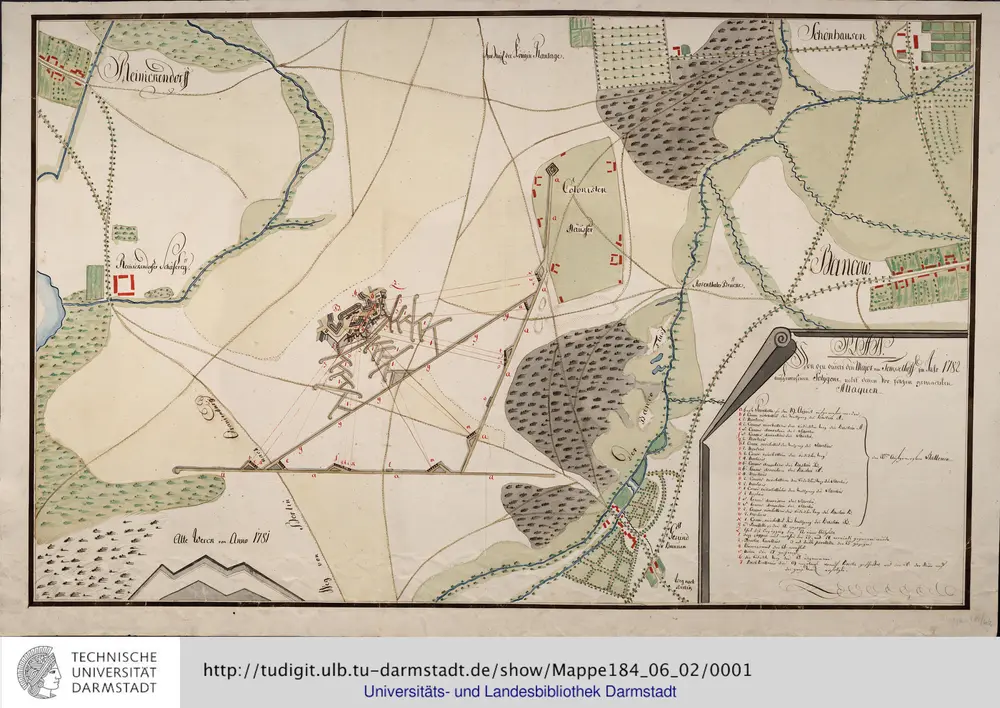 Plan Von den durch den Major von Tempelhoff im Jahr 1782 aufgeworfenen Polygone und den bey selbigen gemachten Attaque