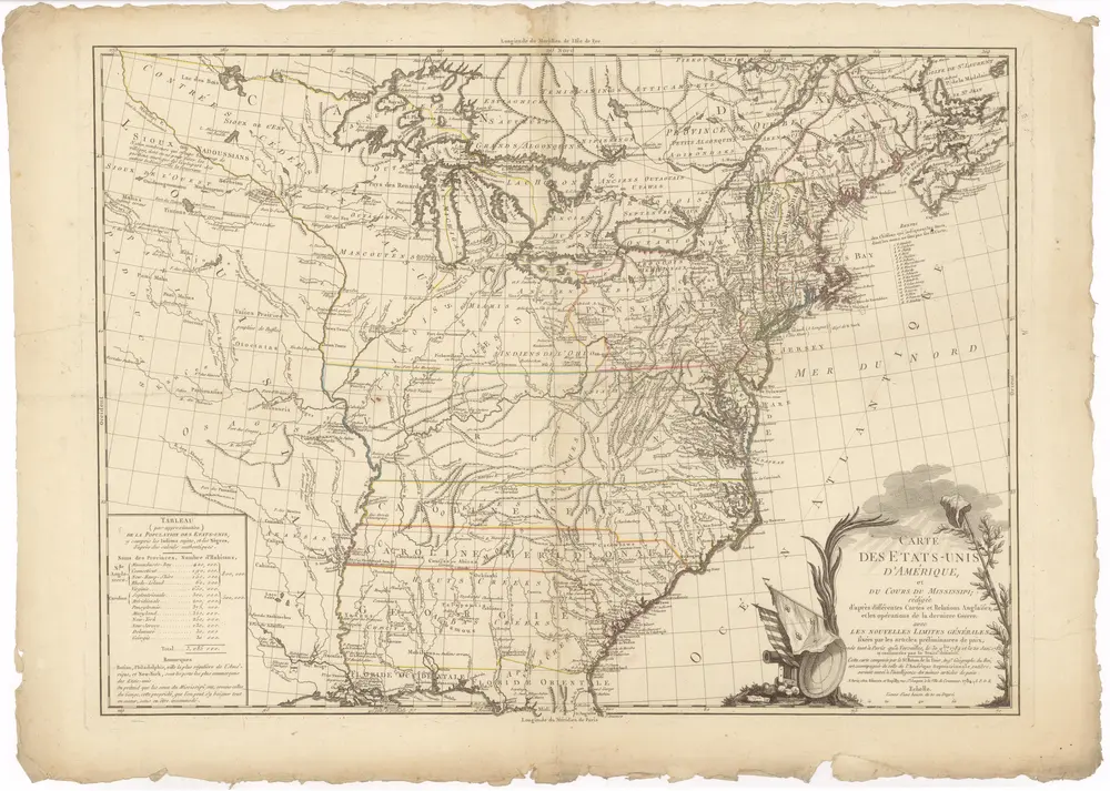 Carte des Etats-Unis d'Amérique, et du cours du Mississippi