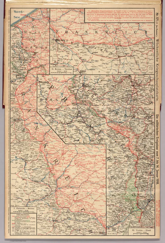 World War I Map (German), Nr. 171. Military Events ... to January 14, 1918.