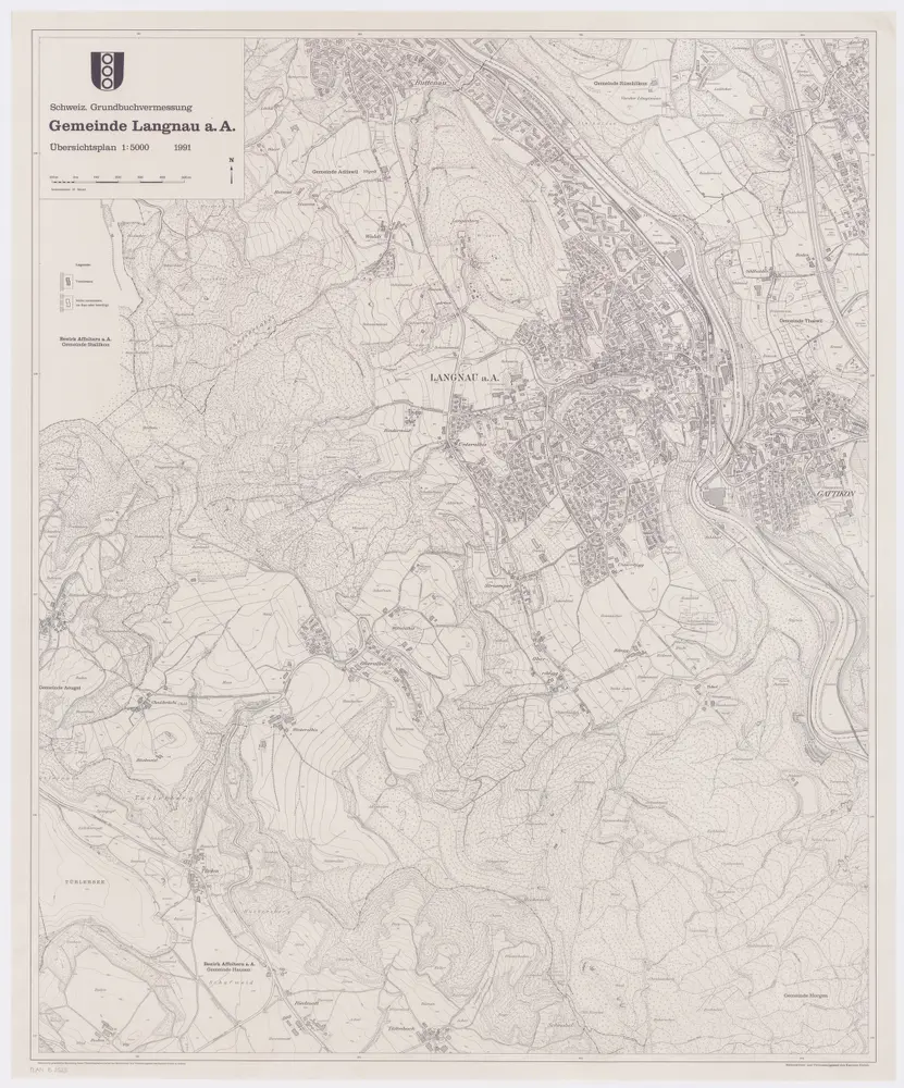 Langnau am Albis: Gemeinde; Übersichtsplan (Schweizerische Grundbuchvermessung)
