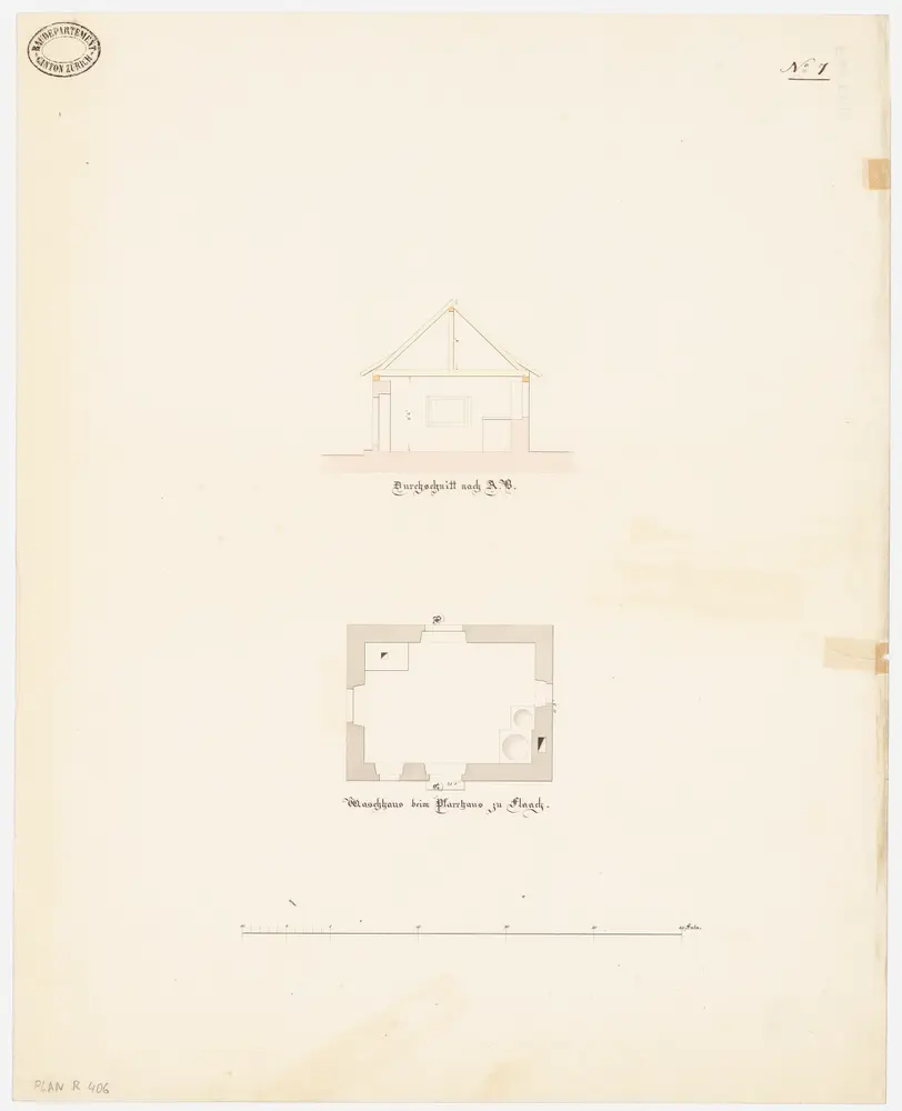 Flaach: Waschhaus; Querschnitt und Grundriss (Nr. 7)