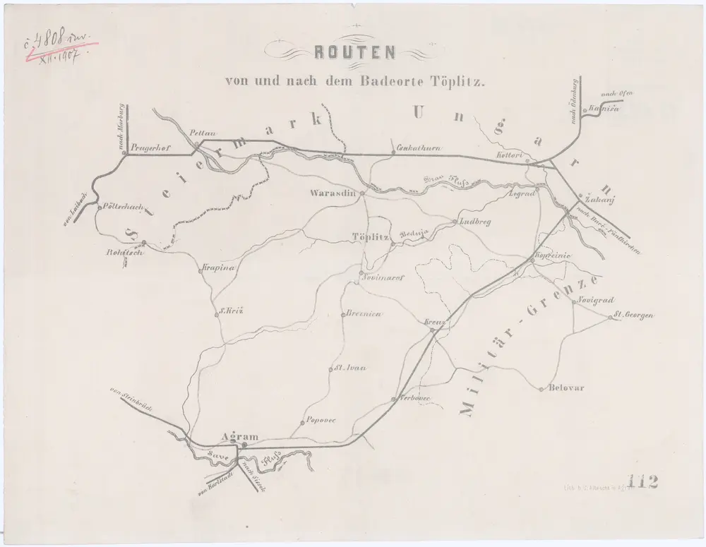 Routen von und nach dem Badeorte Töplitz