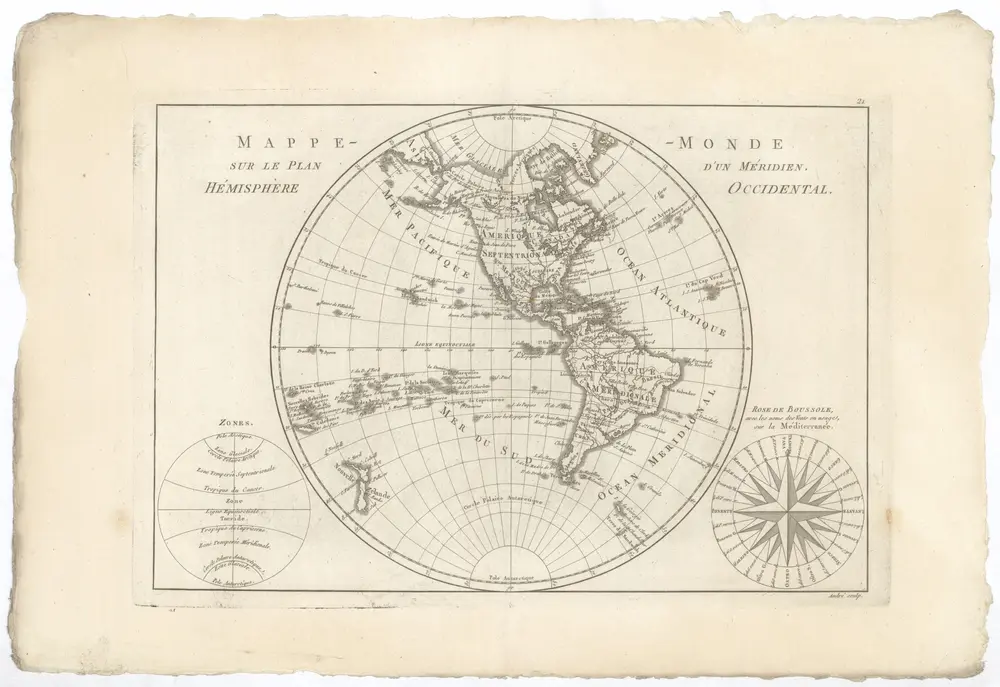 Mappe-monde sur le plan d'un méridien