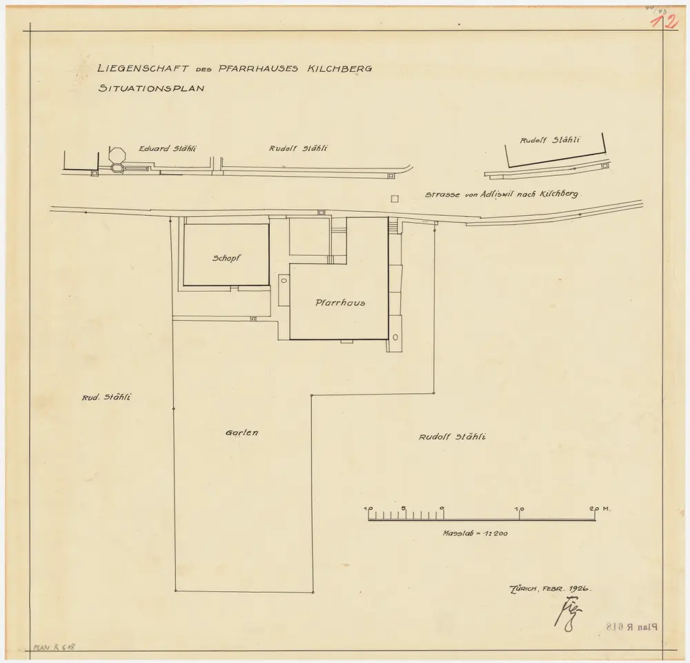 Kilchberg: Pfarrhaus und Umgebung; Grundriss (Nr. 12)