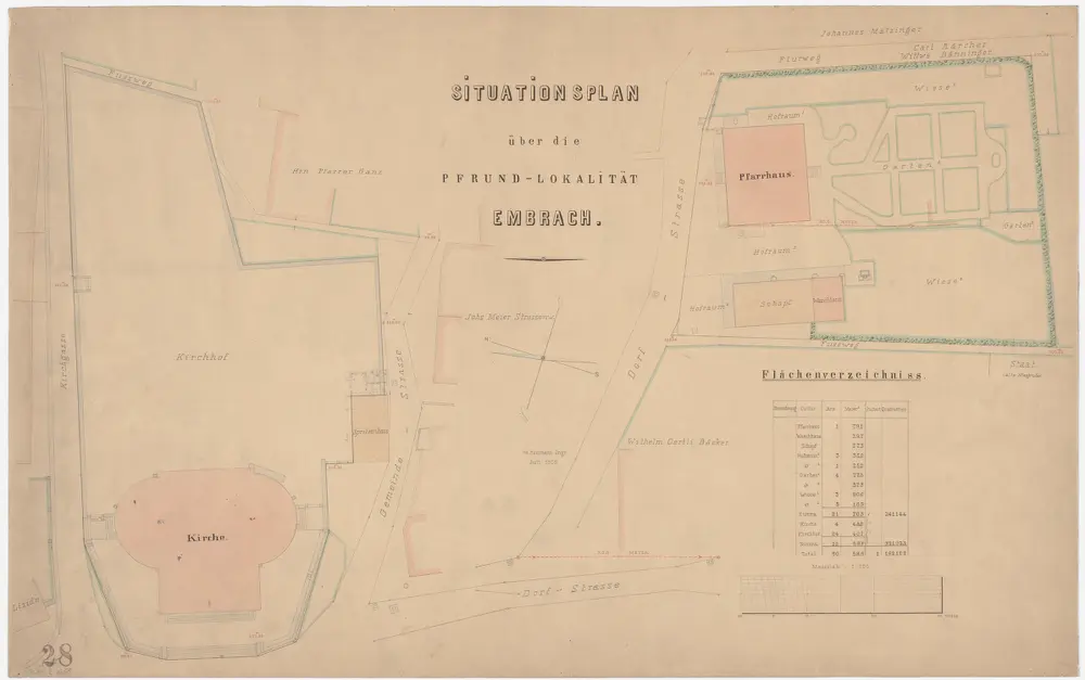 Embrach: Pfrundlokalität mit Kirche, Pfarrhaus und Umgebung; Grundriss