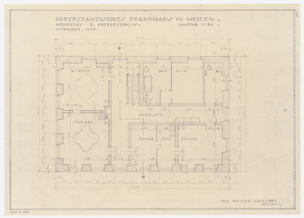 Meilen: Pfarrhaus, 2. Stock; Grundriss (Nr. 6)