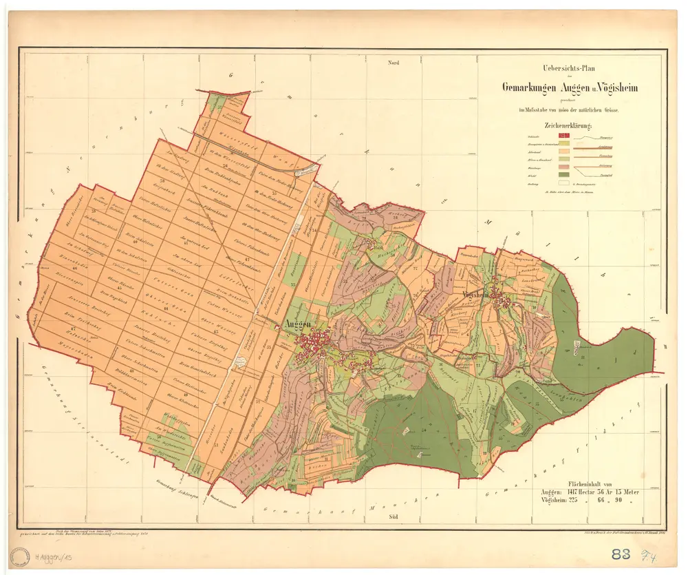 Auggen, FR mit Vögisheim. GLAK H-1 Gemarkungspläne