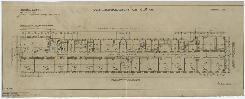 Zürich: Kantonsspital, Dermatologische Klinik, 2. Stock; Grundriss