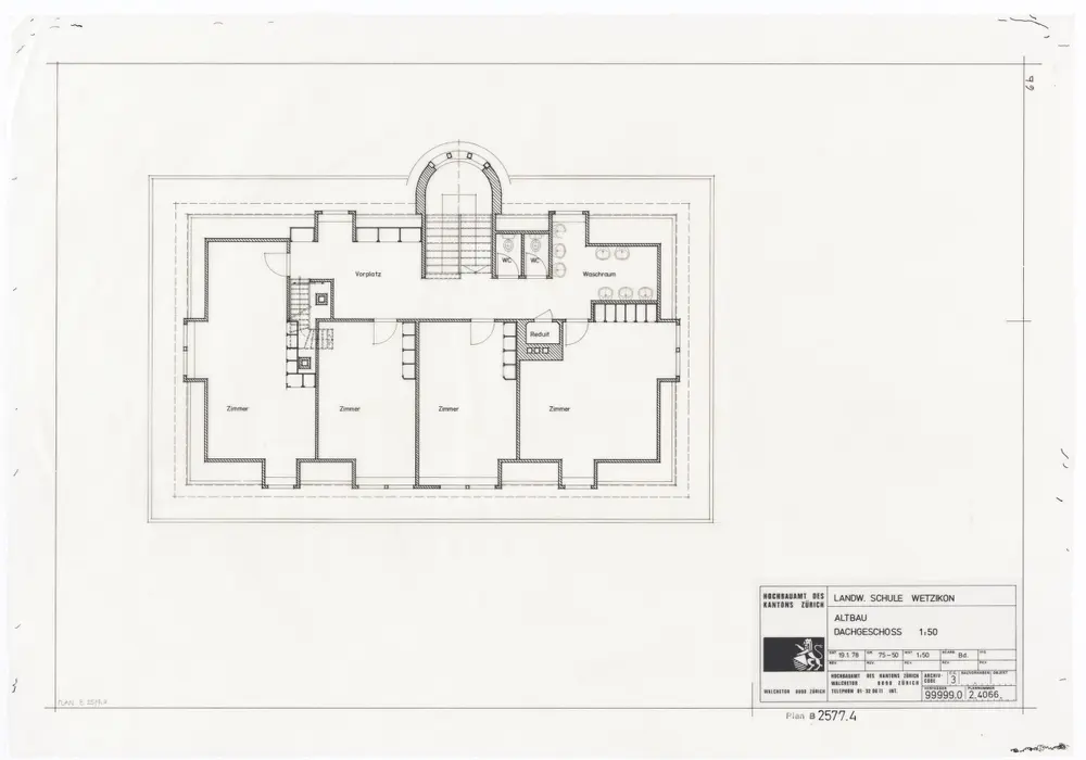 Wetzikon: Landwirtschaftliche Schule Oberland, Altbau: Dachgeschoss; Grundriss