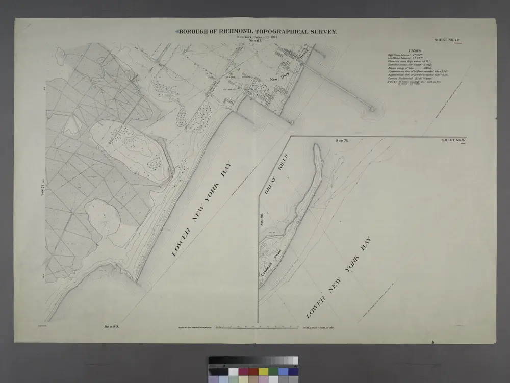 Sheet Nos. 72 & 87. [Sheet No. 72. Includes New Dorp Beach, Roma Avenue and Cedar Avenue. - Sheet No. 87. Includes Great Kills and Crooke's Point.]; Borough of Richmond, Topographical Survey.