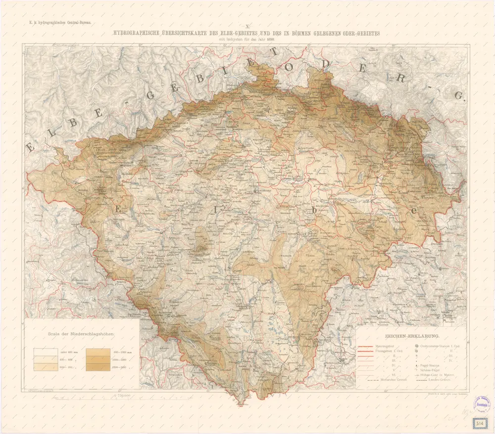 Hydrographische Übersichtskarte des Elbe-Gebietes und des in Böhmen gelegenen Oder-Gebietes