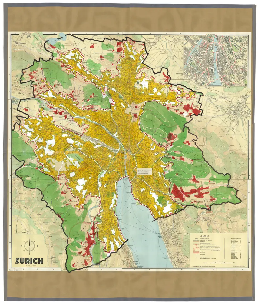 Zürich: Definition der Siedlungen für die eidgenössische Volkszählung am 01.12.1950; Siedlungskarte