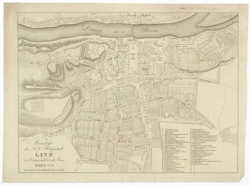 Grundriss der k.k. Hauptstadt Linz in Oesterreich ob der Ens