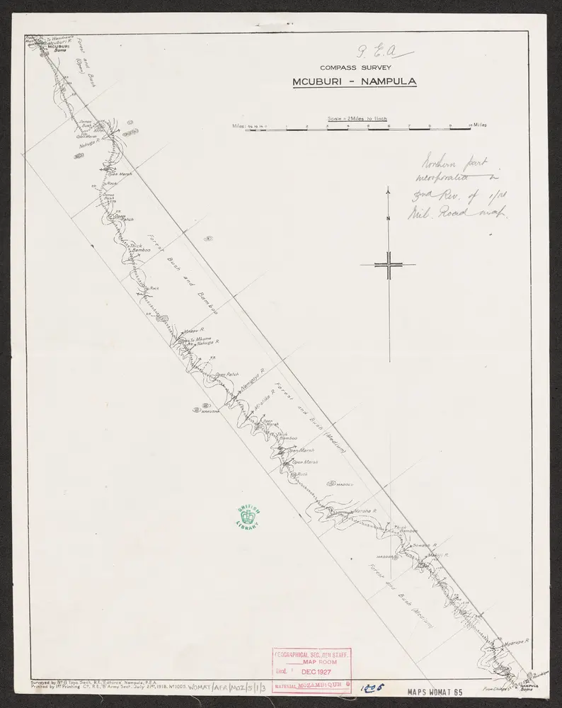 Area between Rivers Zambesi & Ruvuma. Compass traverses  - War Office ledger. Lithographs. Printed by 1st. Printing Co. R.E. "B" Army Section, 1918.