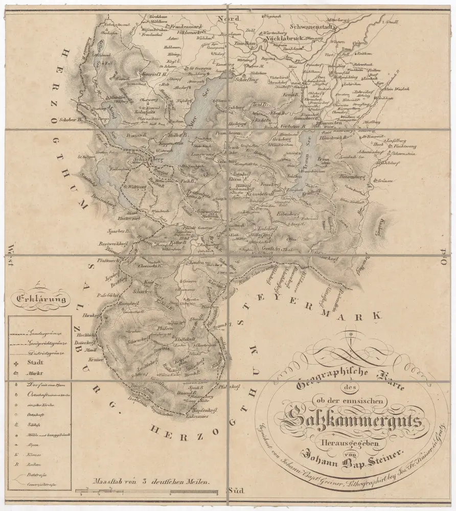 Geographische Karte des ob der ennsischen Salzkammerguts